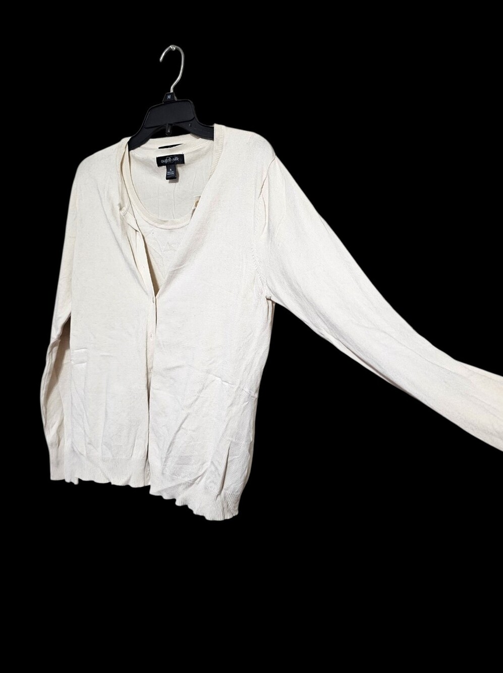 August Silk 2pc Cardigan Sweater Off White XL